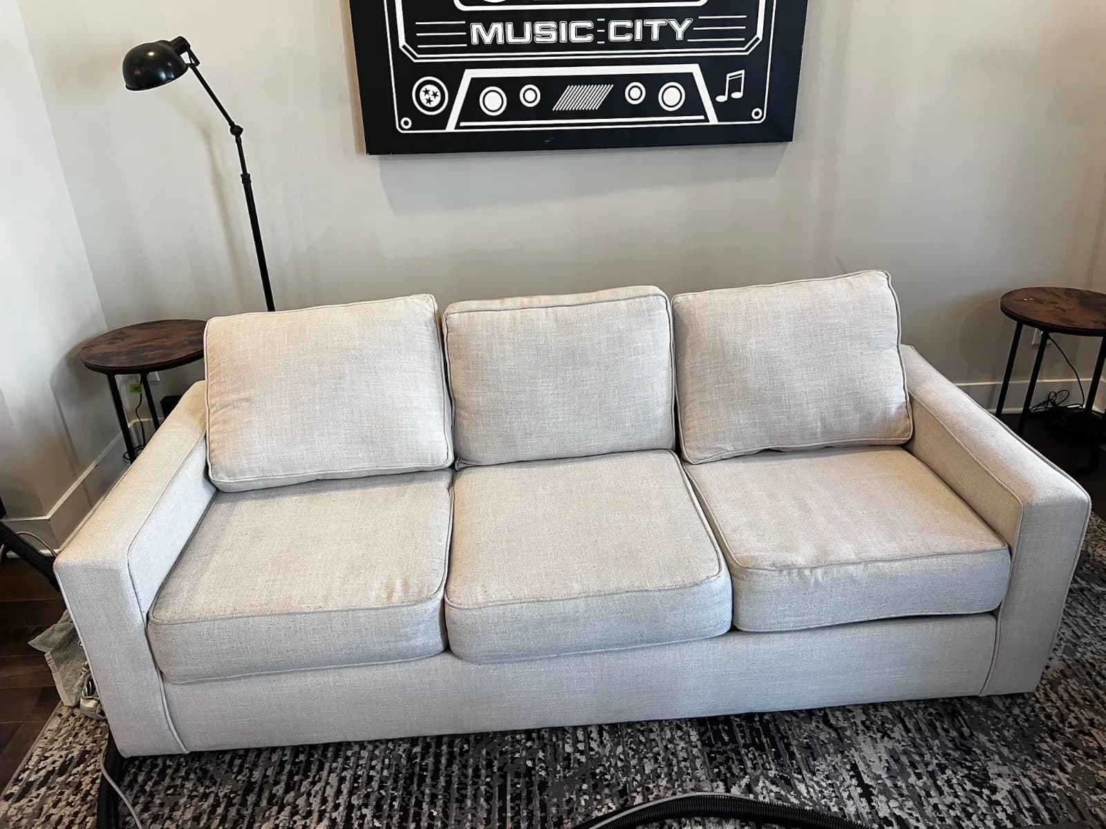 After professional upholstery cleaning — Sofa, White, Nashville