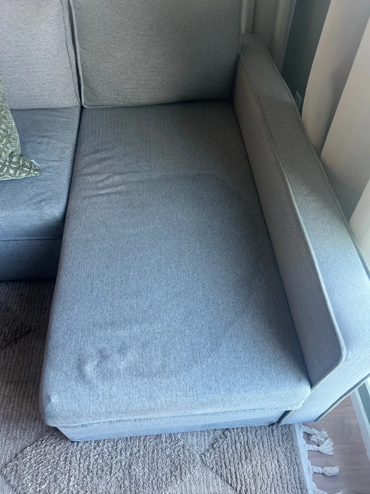 Before professional upholstery cleaning — Sectional Sofa, Gray, Nashville