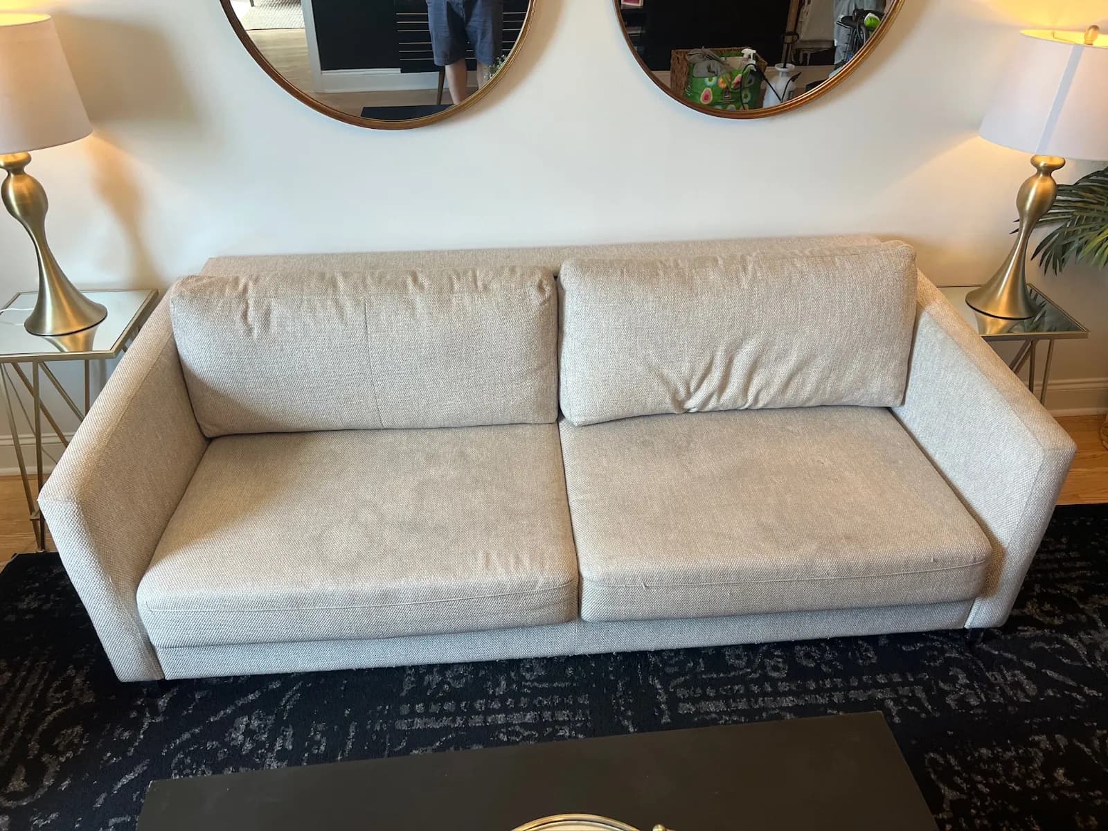 Before professional upholstery cleaning — Sofa, White, Nashville