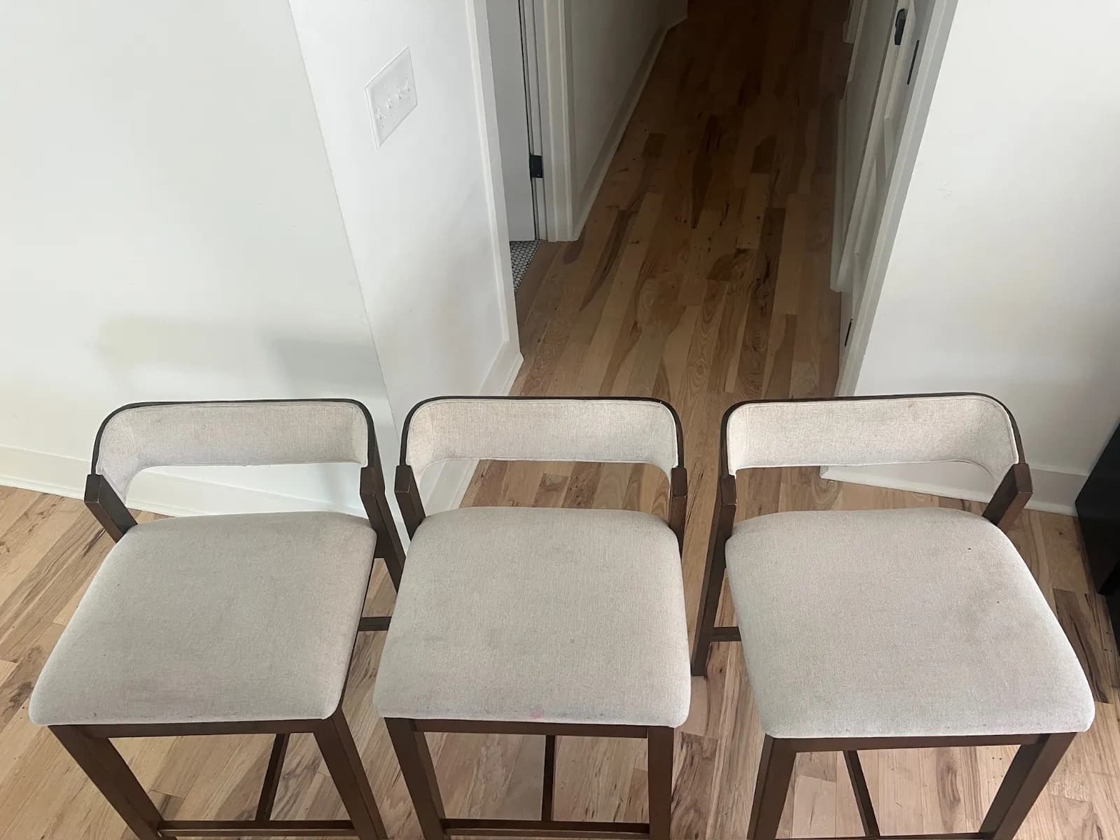Before professional upholstery cleaning — Dining Chair, White, Nashville