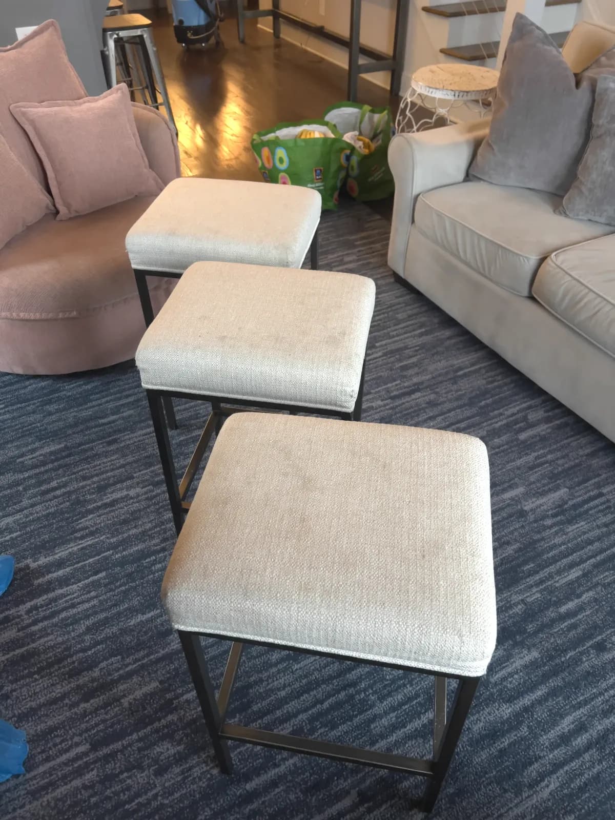 Before professional upholstery cleaning — Dining Chair, White, Nashville